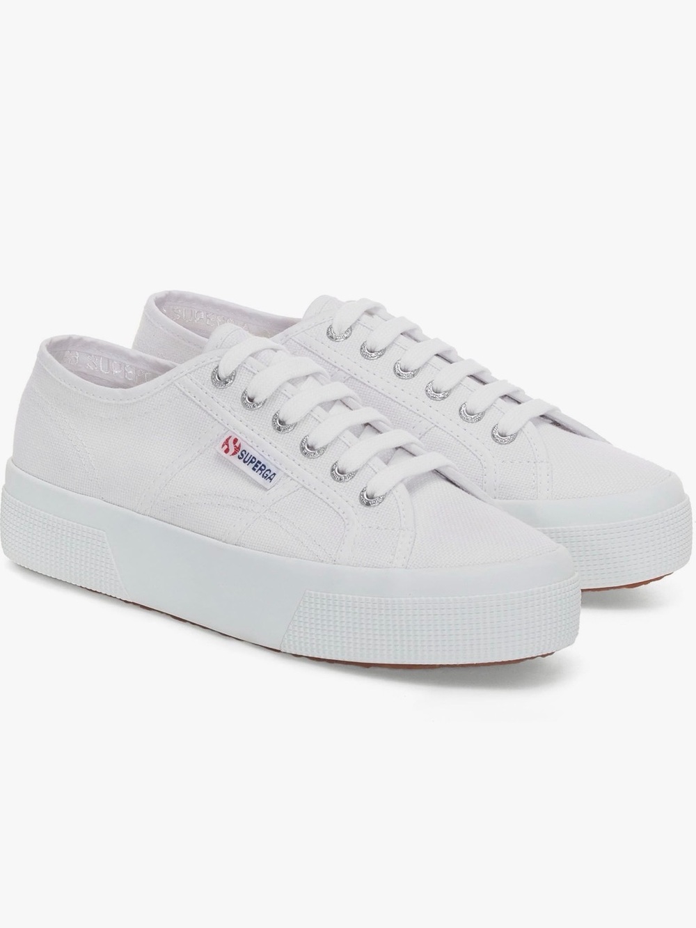 Superga 2740 White Platform Canvas Low-Top Sneakers